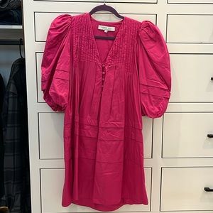 XS Hunter Bell plunge neckline mini dress- pink